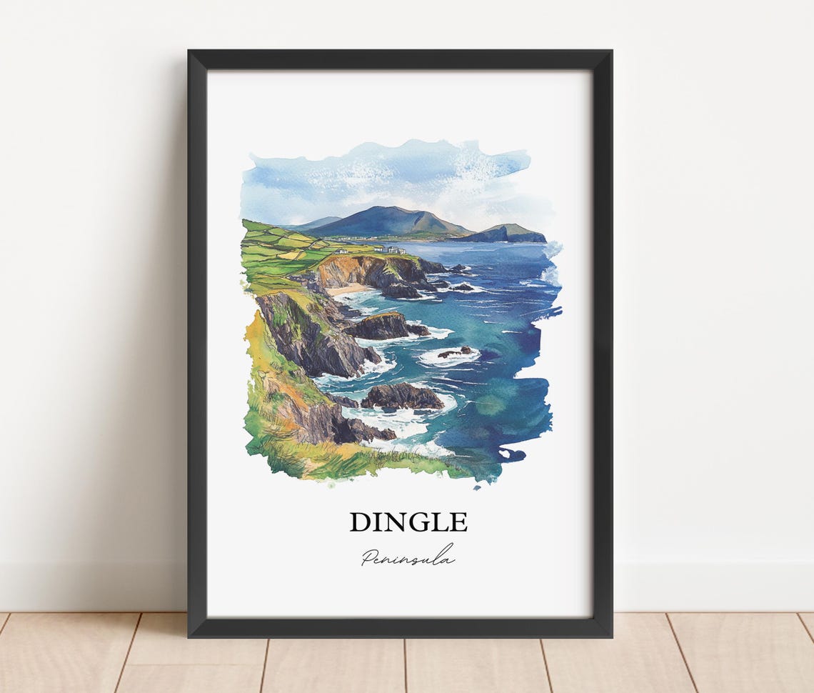 Dingle Peninsula Dunmore Ireland Watercolor Travel Poster - Image 2