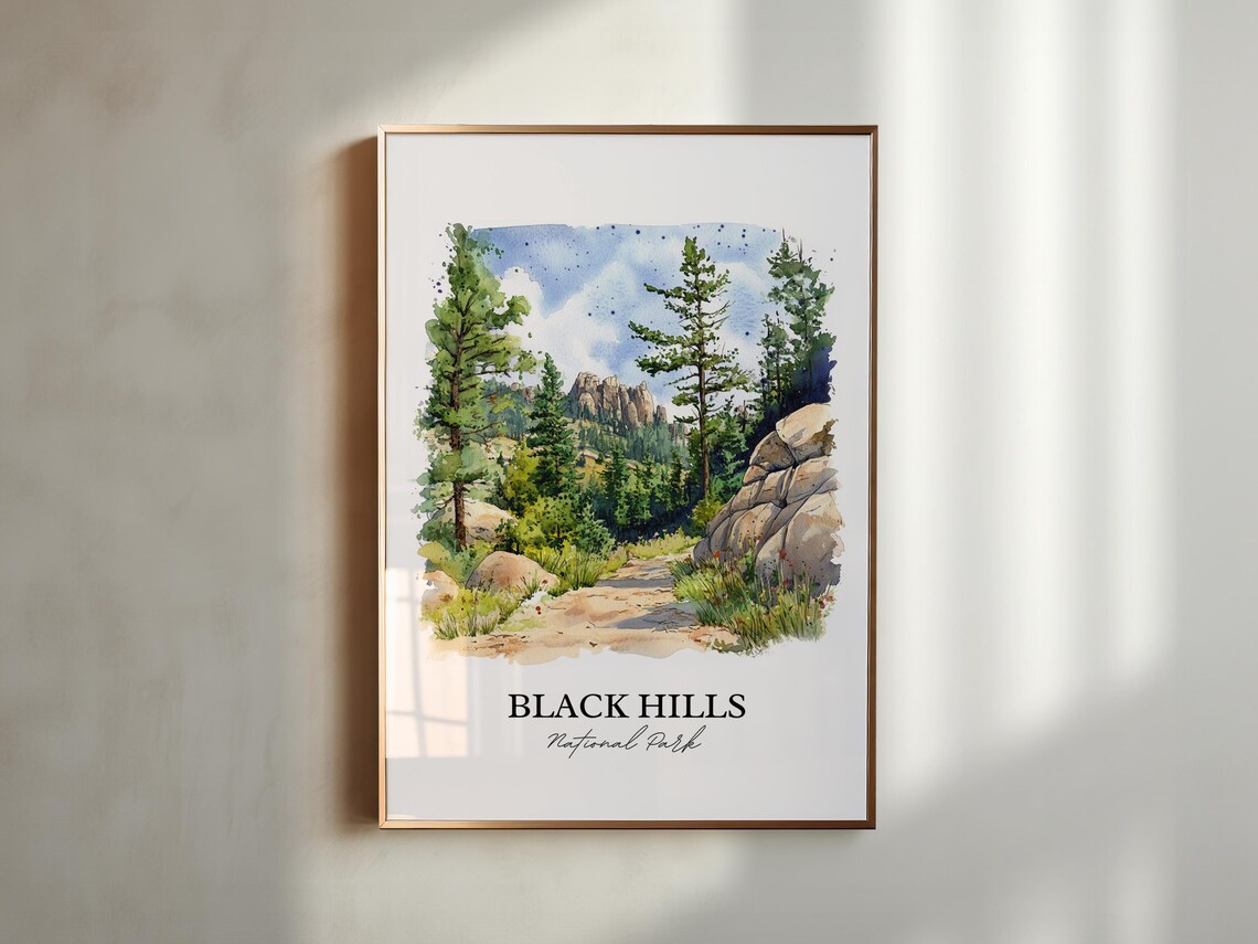 Black Hills South Dakota Scenic Forest Trail Watercolor Art Poster - Image 4