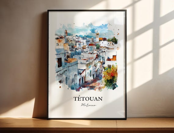 Ttouan Wall Art Morocco Print Watercolor Gift Travel Poster Housewarming