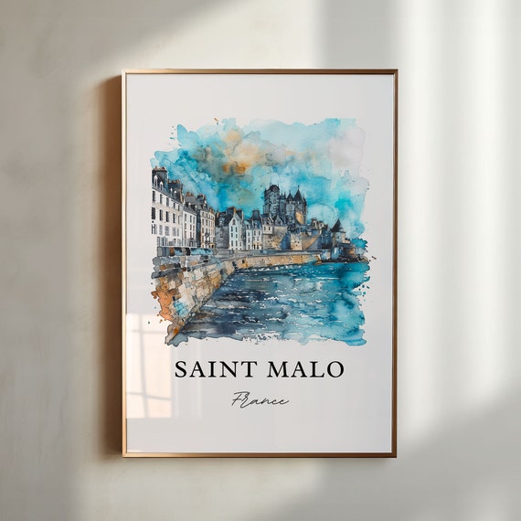 Saint Malo France Watercolor Travel Poster