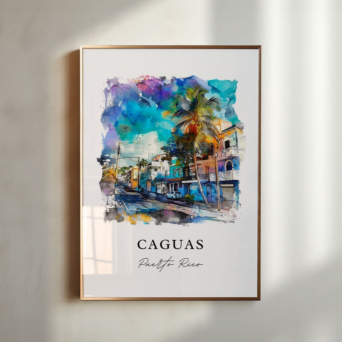 Caguas Watercolor Travel Poster, Puerto Rico Gift