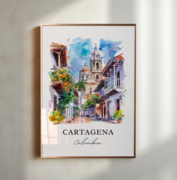 Cartagena Colombia Wall Art Print Watercolor Bolvar Gift Travel Poster Housewarming