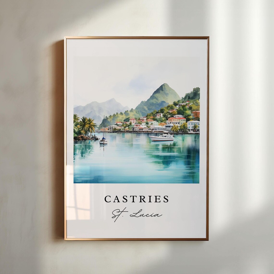 Castries St Lucia Travel Poster, Personalized Text Art