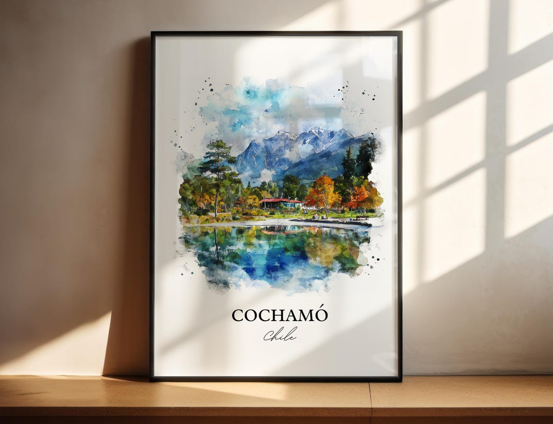 Cocham Wall Art Llanquihue Province Print Chile Watercolor Gift Travel Poster Housewarming