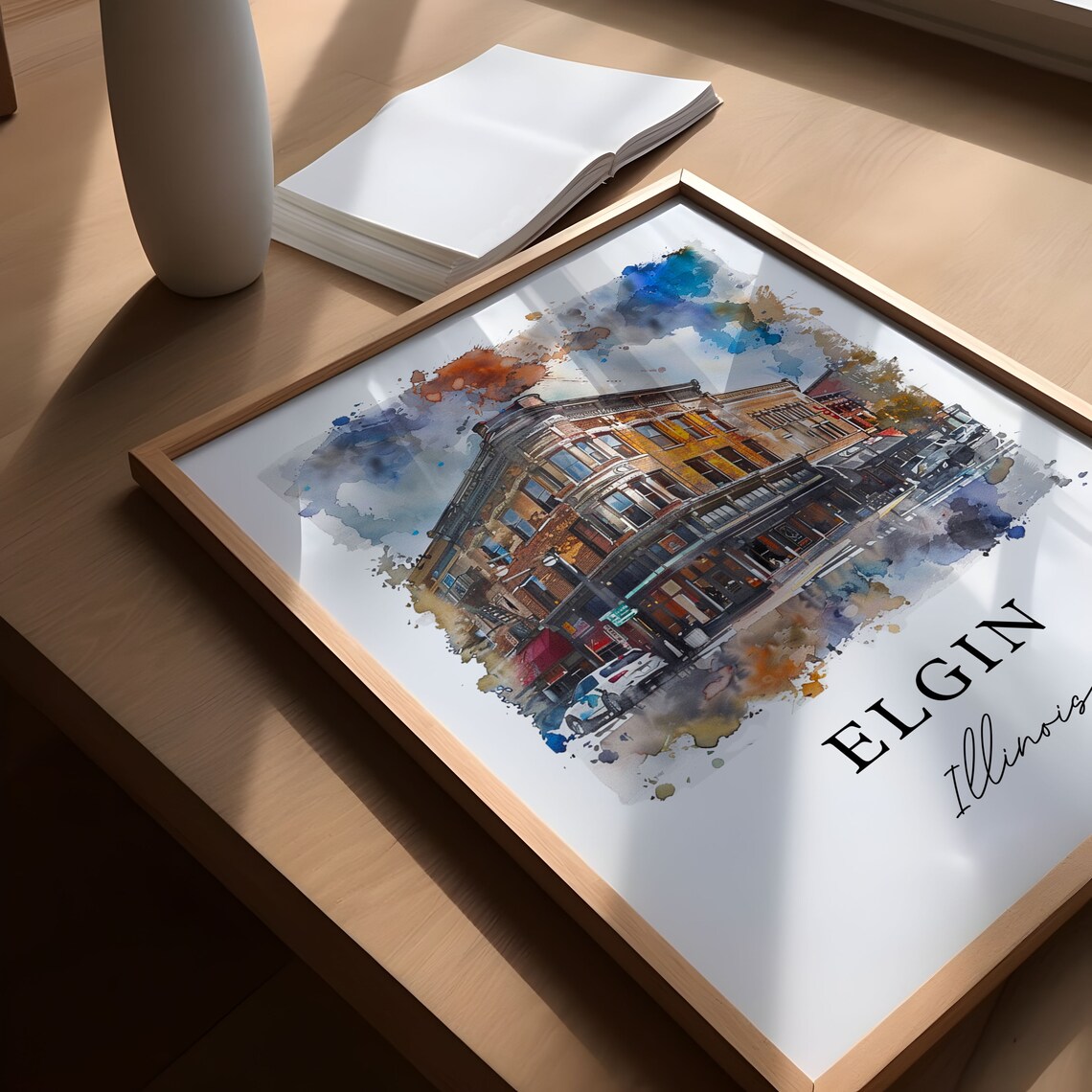 Elgin Illinois Grand Historic Brick Corner Building Street Poster - Image 5