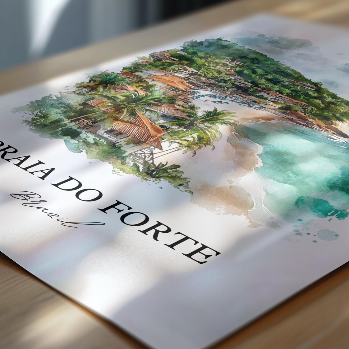 Praia do Forte Brazil Watercolor Tropical Beach Coast Poster - Image 6