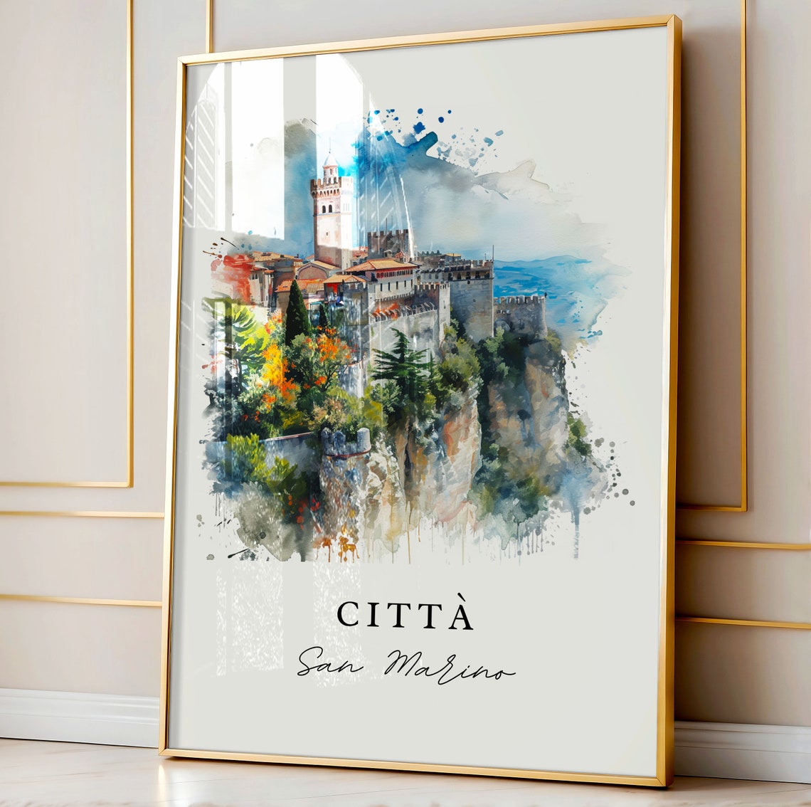 Citta San Marino Watercolor Travel Art Print - Image 4