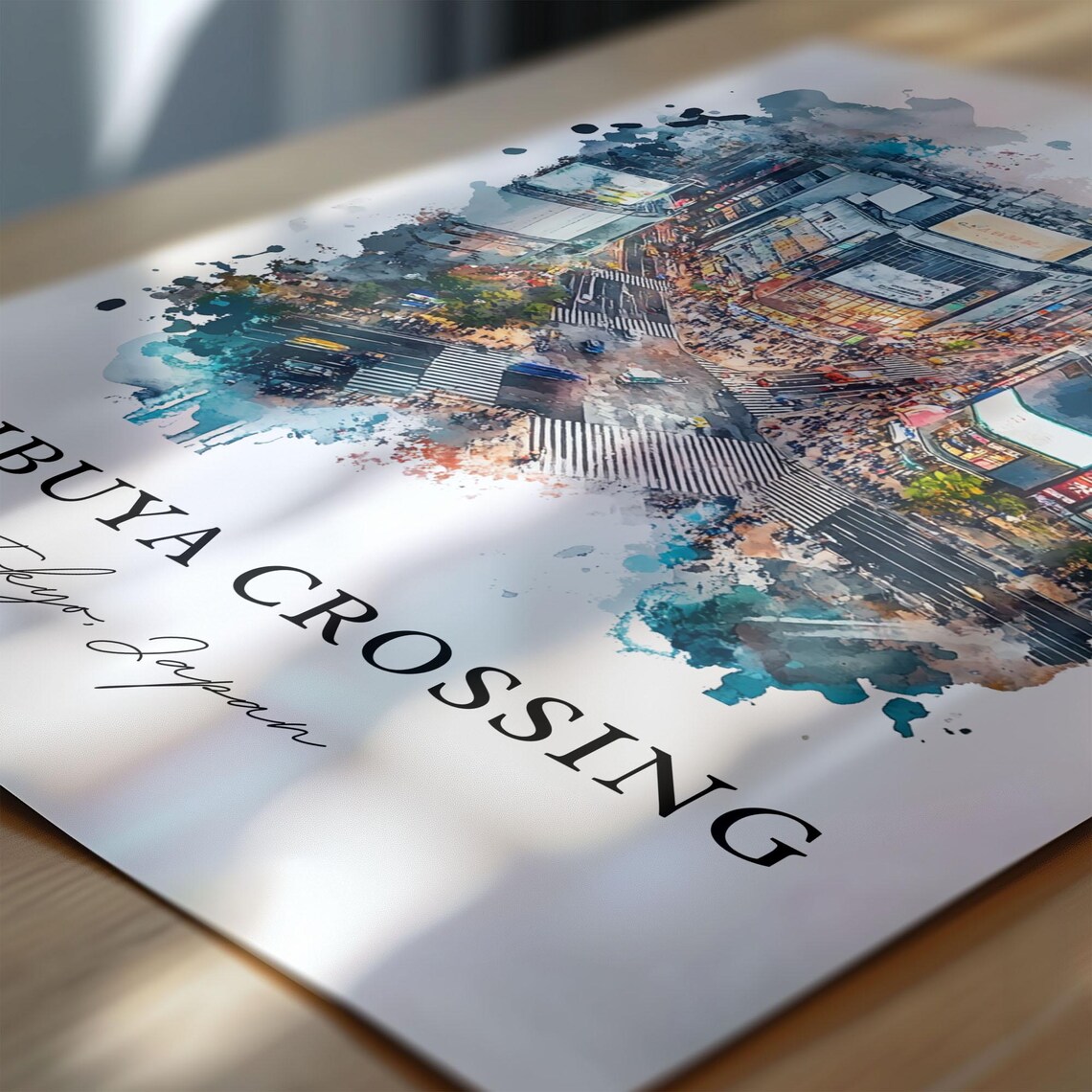 Shibuya Crossing Tokyo Japan Watercolor Cityscape Travel Poster - Image 5