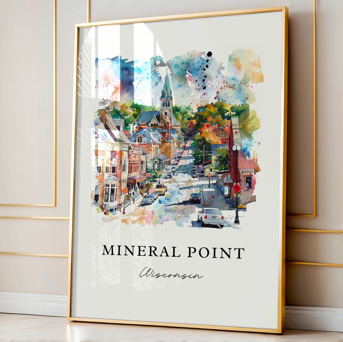 Mineral Point Wisconsin Historic Main Street Watercolor Poster - Image 4