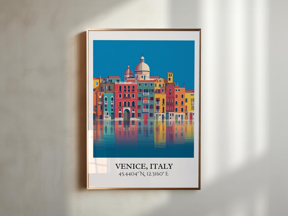 Venice Italy Retro Canal Houses Reflection Vintage Travel Decor Poster - Image 5