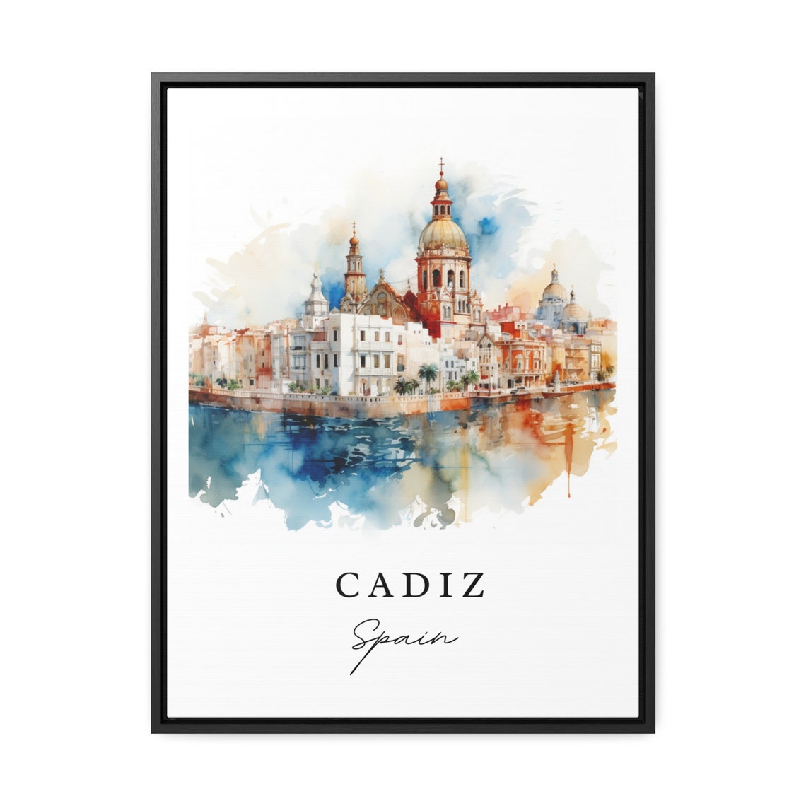 Cadiz Spain Watercolor Travel Poster, Housewarming - Image 2