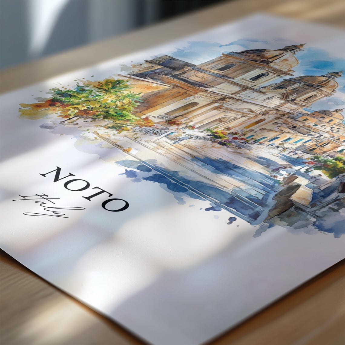 Noto Sicily Baroque Cathedral Twin Domes Italy Travel Poster - Image 6