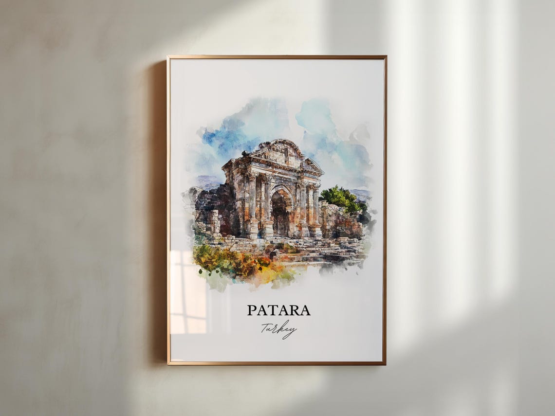 Patara Turkey Watercolor Ancient Stone Arch Ruins Travel Poster - Image 5