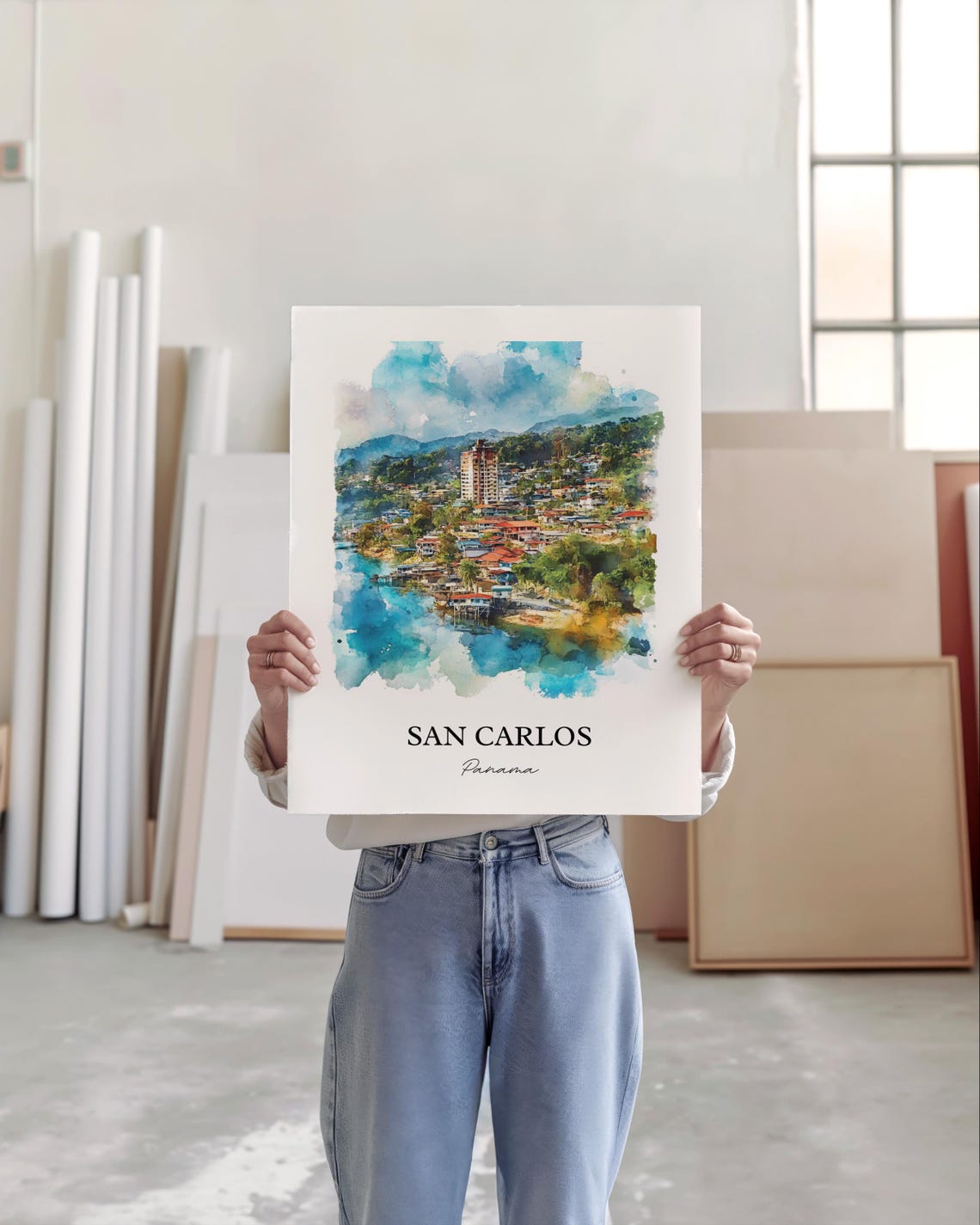 San Carlos Panama Art Oeste Print Watercolor Gift Travel Poster Housewarming - Image 3