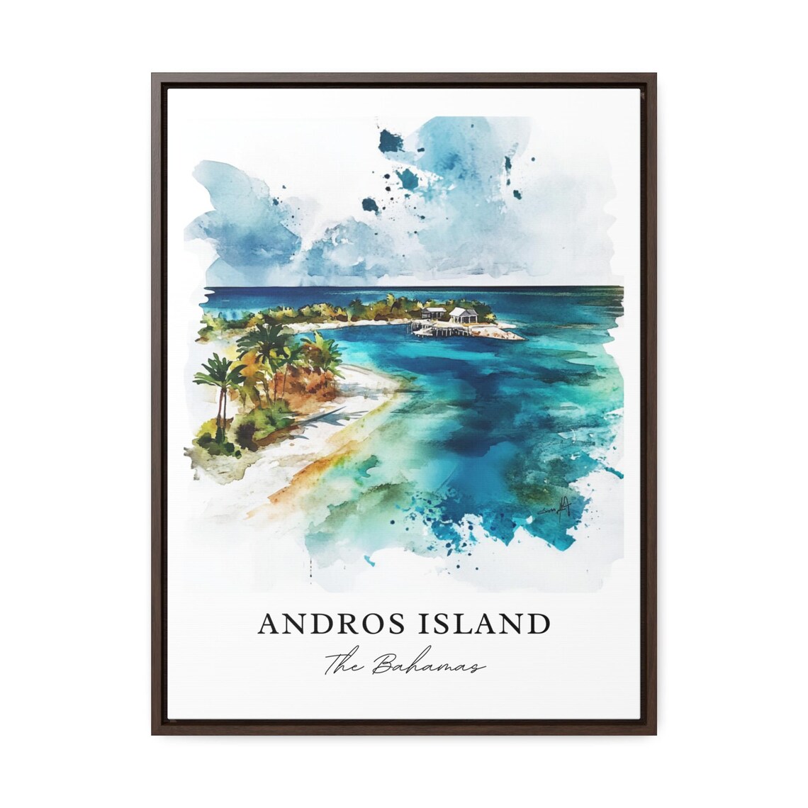 Andros Island Watercolor Bahamas Travel Poster - Image 2