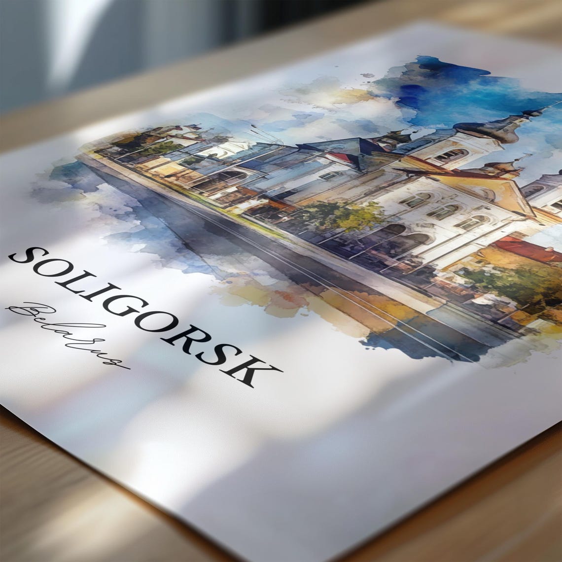 Soligorsk Belarus Orthodox Church Onion Domes Watercolor Travel Poster - Image 6