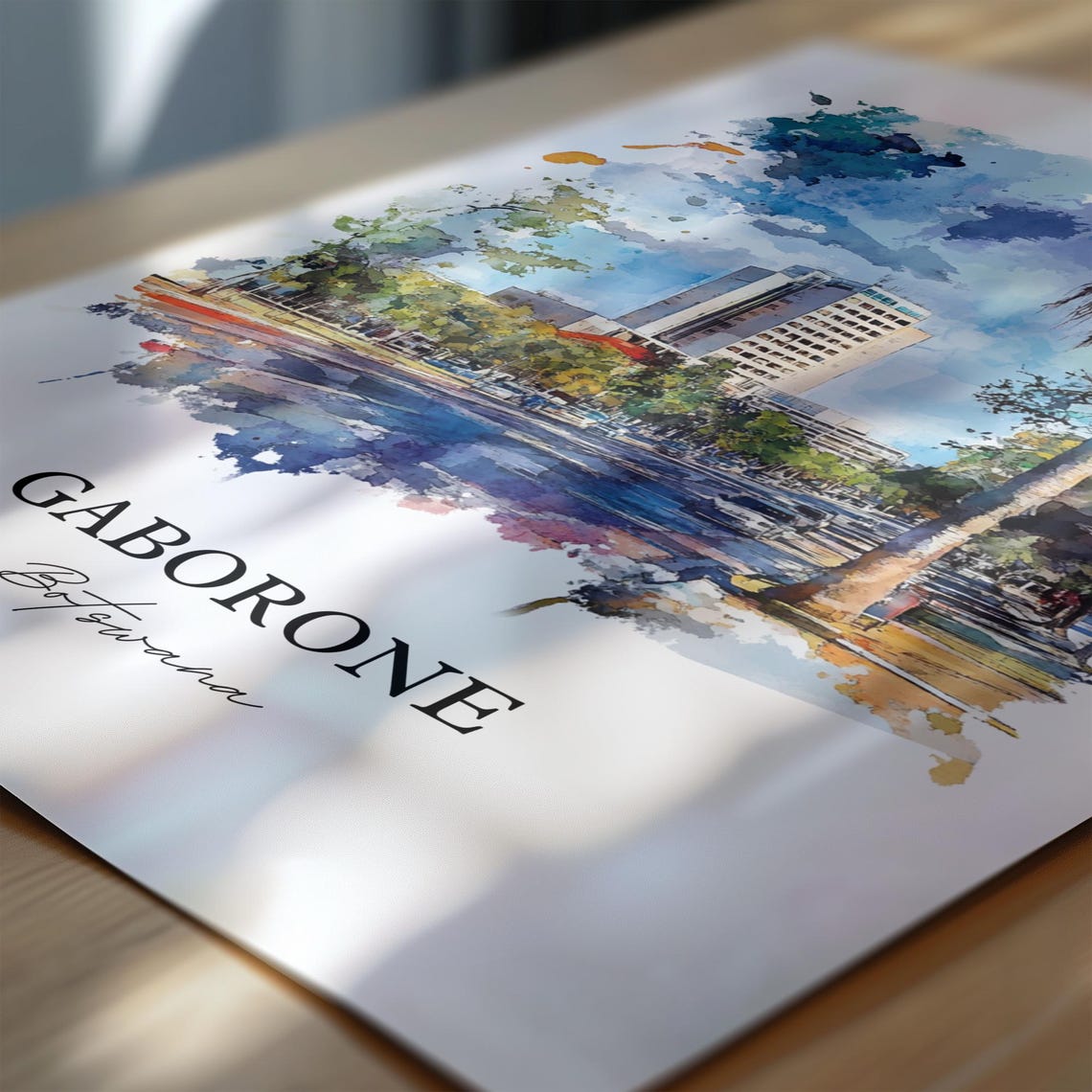 Gaborone Wall Art Botswana Print Watercolor Gift Travel Poster Housewarming - Image 6