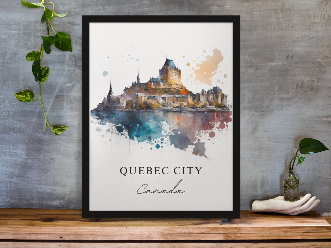Quebec City Canada Chateau Frontenac Watercolor Travel Poster