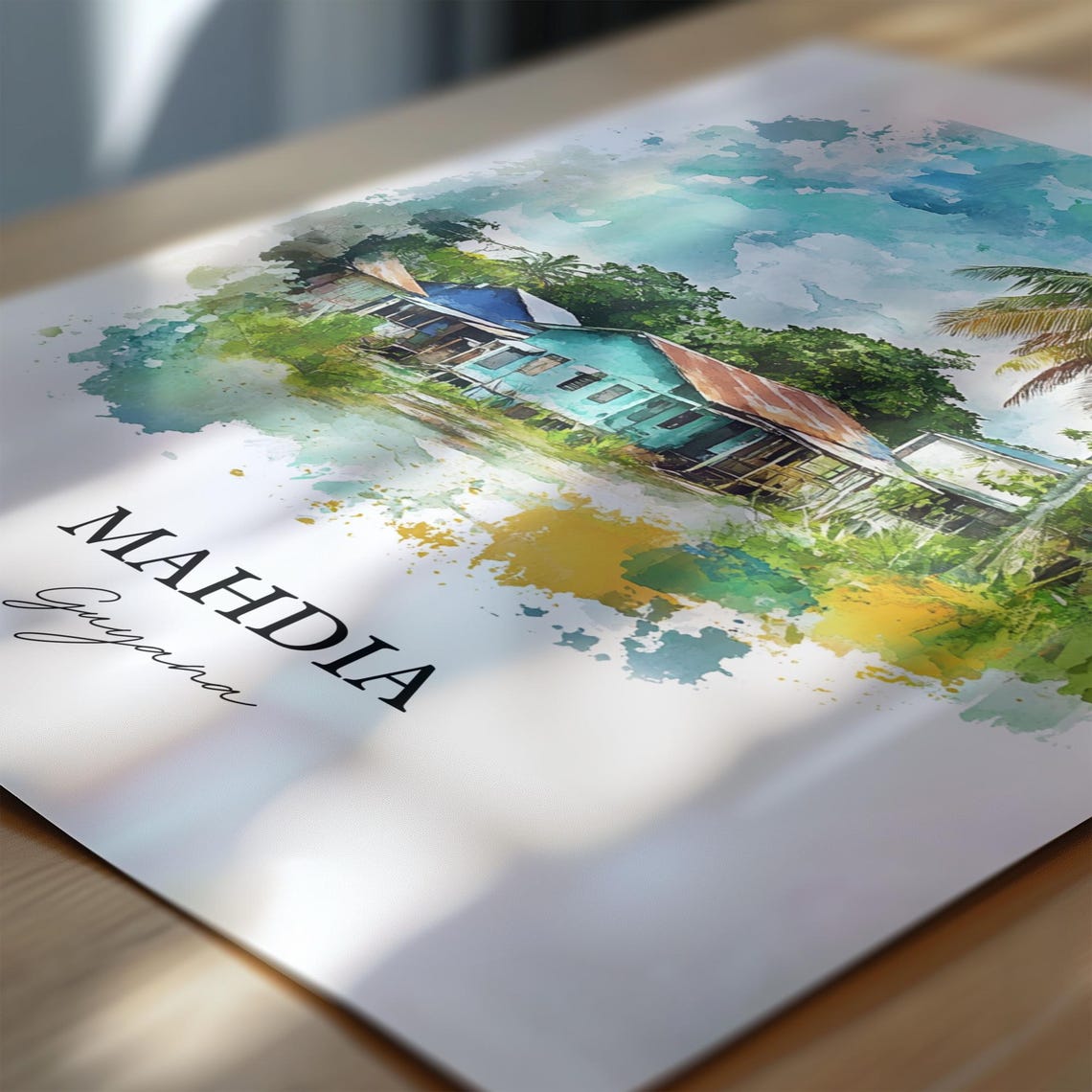 Mahdia Guyana Watercolor Rustic Riverside House Palms Poster - Image 7