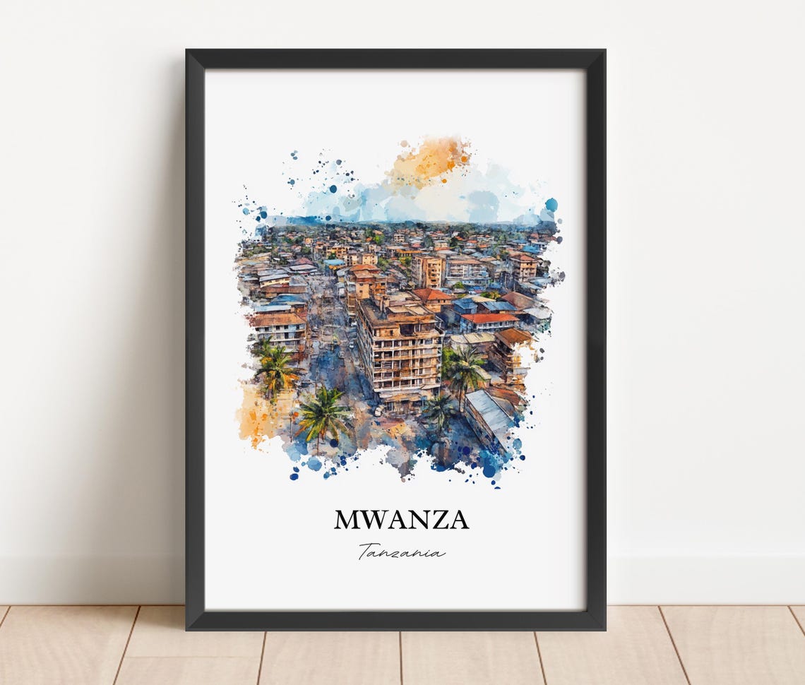 Mwanza Wall Art Tanzania Print Watercolor Gift Travel Poster Housewarming - Image 5