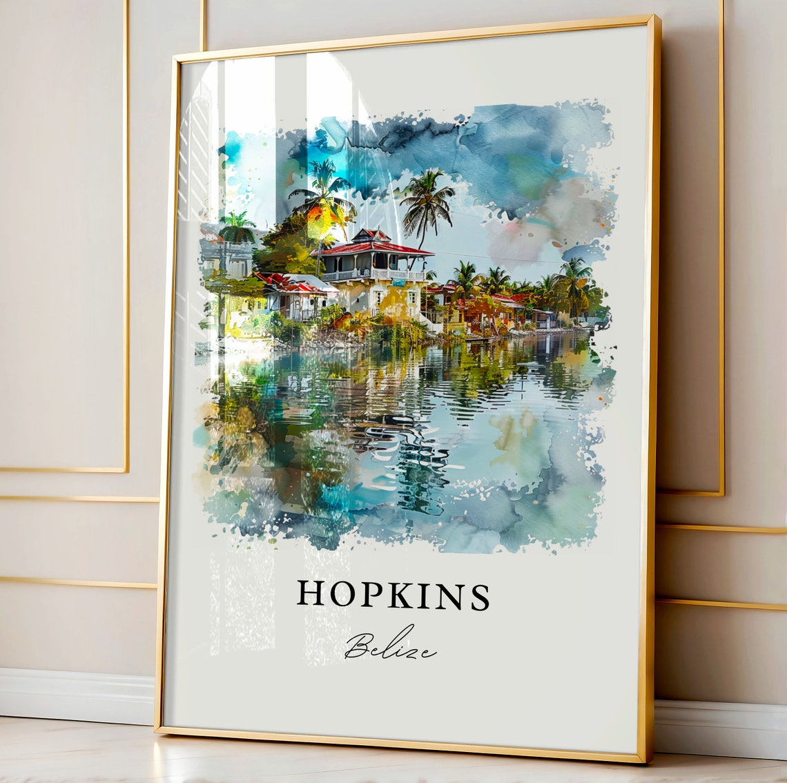 Hopkins Belize Wall Art Print Watercolor Gift Travel Poster Housewarming - Image 4