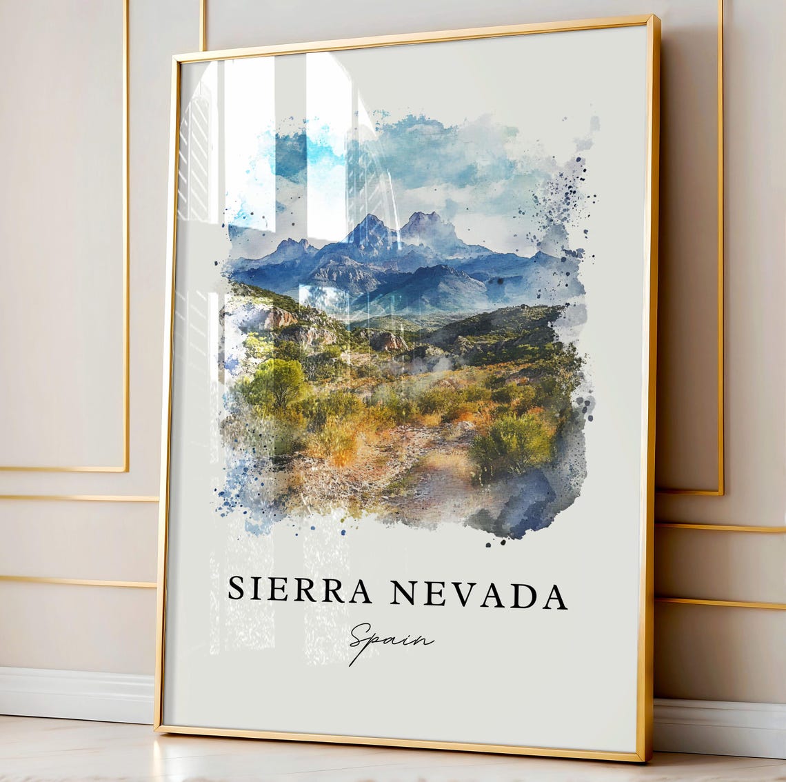 Sierra Nevada Spain Mountain Range Watercolor Landscape Poster - Image 4