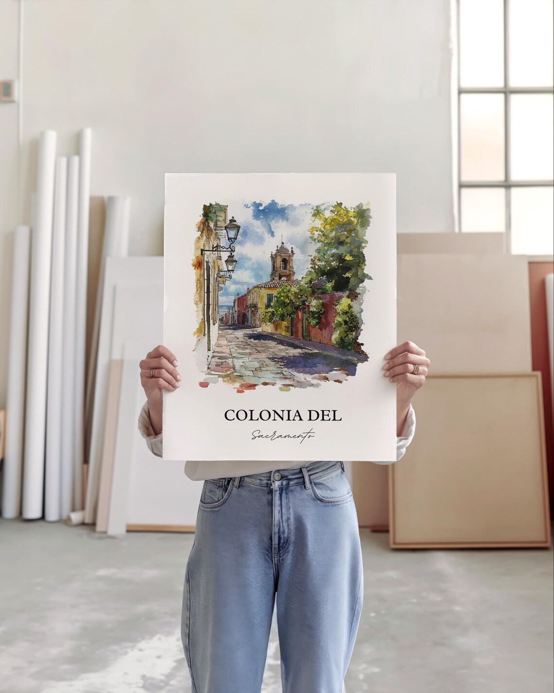 Colonia Del Sacramento Uruguay Historic Street Watercolor Poster - Image 5