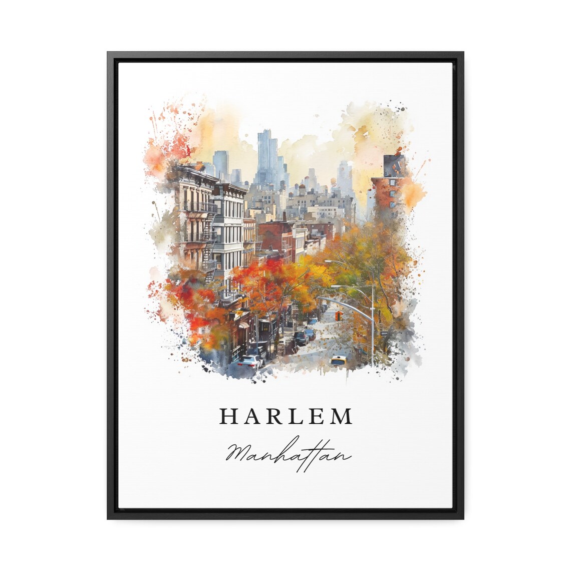 Harlem Manhattan New York Autumn Street Watercolor City Poster - Image 2