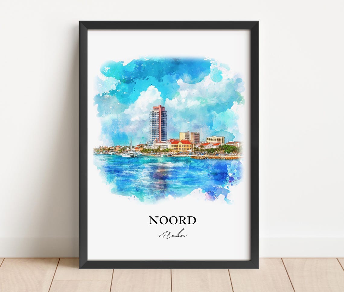 Noord Aruba Wall Art Print Watercolor Gift Travel Poster Housewarming - Image 3
