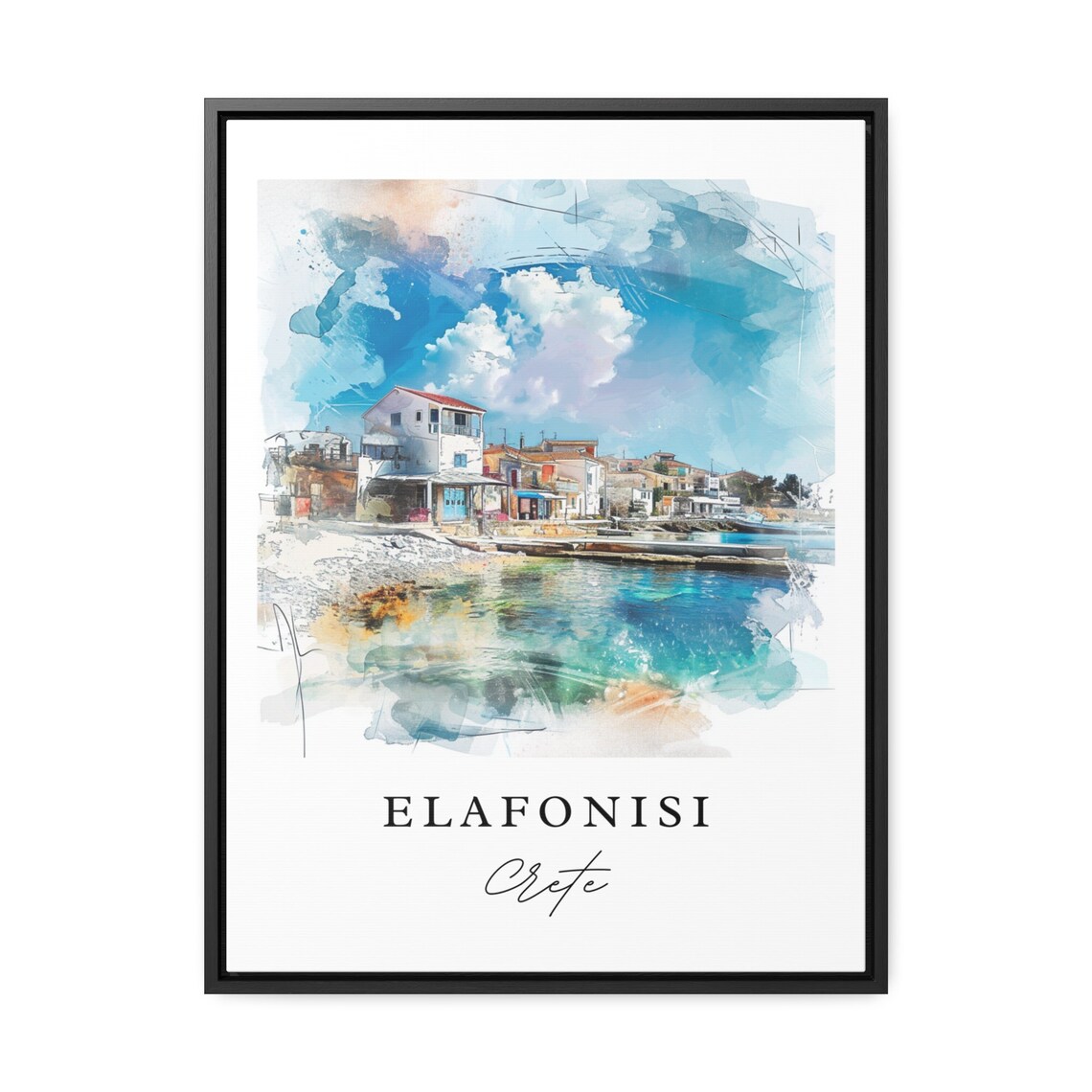Elafonisi Crete Greece Beach Watercolor Island Travel Poster - Image 2