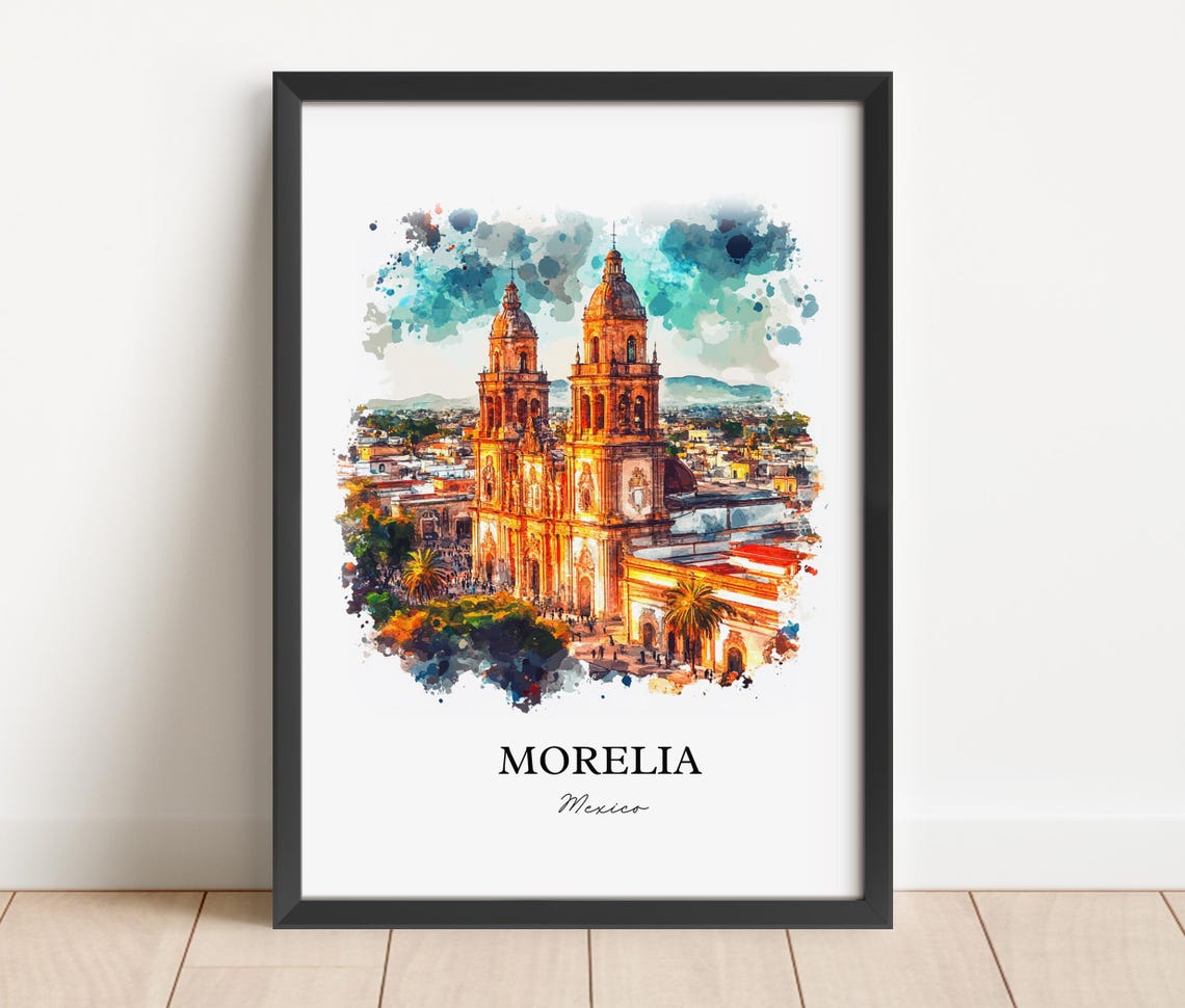 Morelia Mexico Watercolor Travel Poster, Michoacán - Image 2