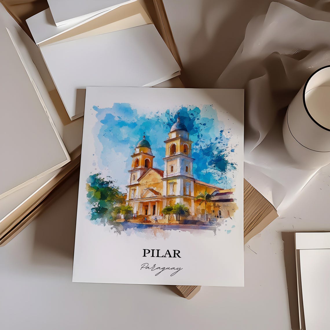 Pilar Paraguay Wall Art Paraguayan Print Watercolor Gift Travel Poster Housewarming - Image 4