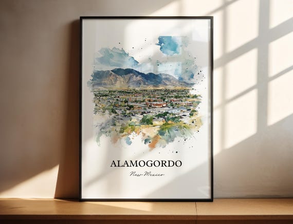Alamogordo Nm Wall Art Otero County Print New Mexico Watercolor Gift Travel Poster Housewarming