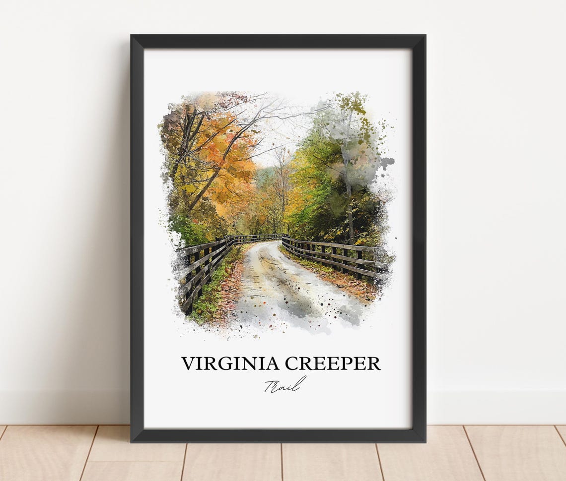 Virginia Creeper Trail Bridge Autumn Watercolor Artwork Poster - Image 2