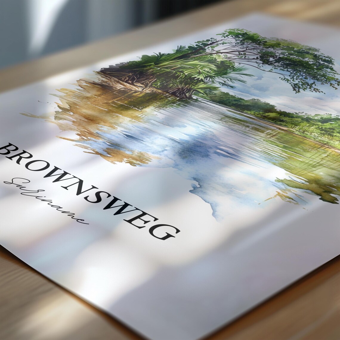 Brownsweg Suriname Watercolor Jungle River Nature Scene Poster - Image 7