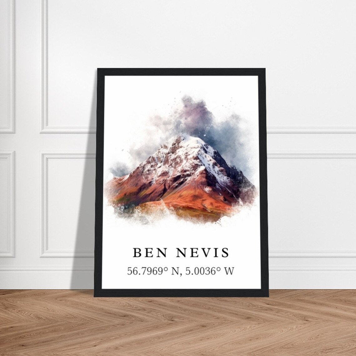 Ben Nevis Scotland Highlands Snowy Peak Watercolor Travel Poster - Image 3