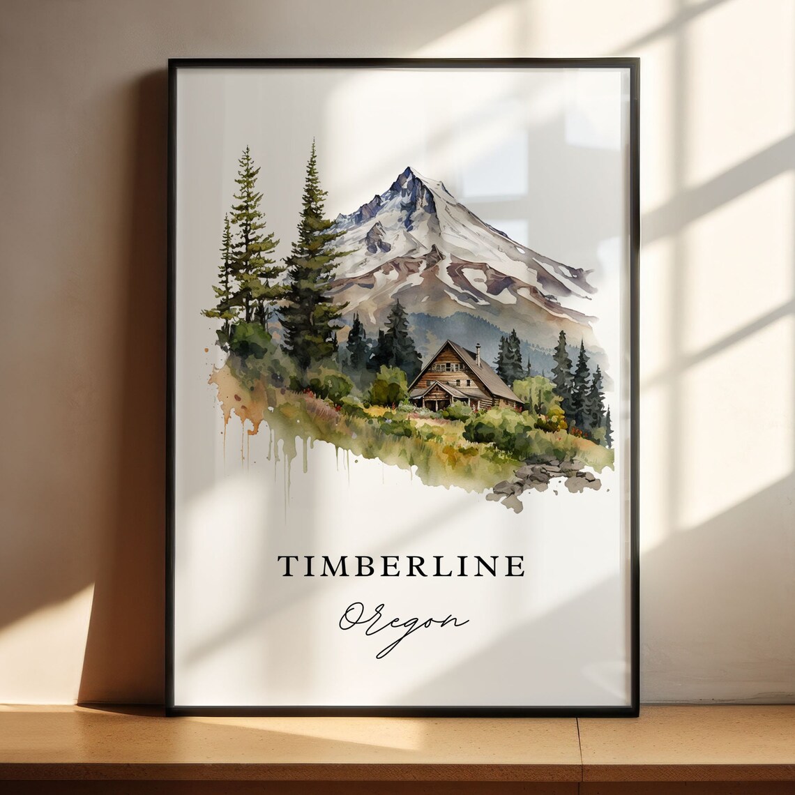 Timberline Oregon Travel Poster, Custom Text Art Print