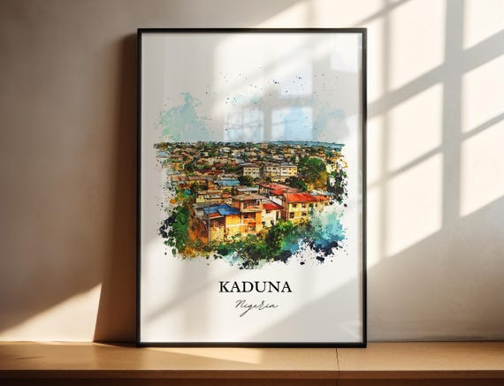 Kaduna Wall Art Northern Nigeria Print Watercolor Gift Travel Poster Housewarming