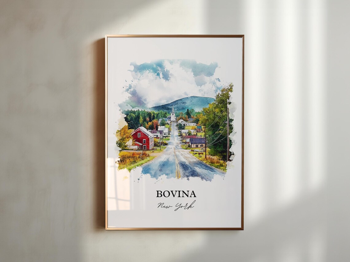 Bovina New York Country Road Village Watercolor Travel Gift Poster - Image 4