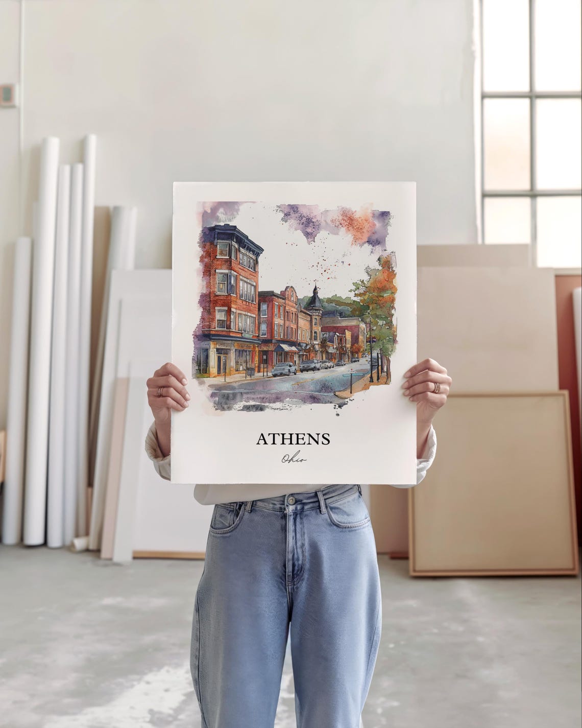 Athens Ohio Travel Poster, Watercolor Art Print - Image 3