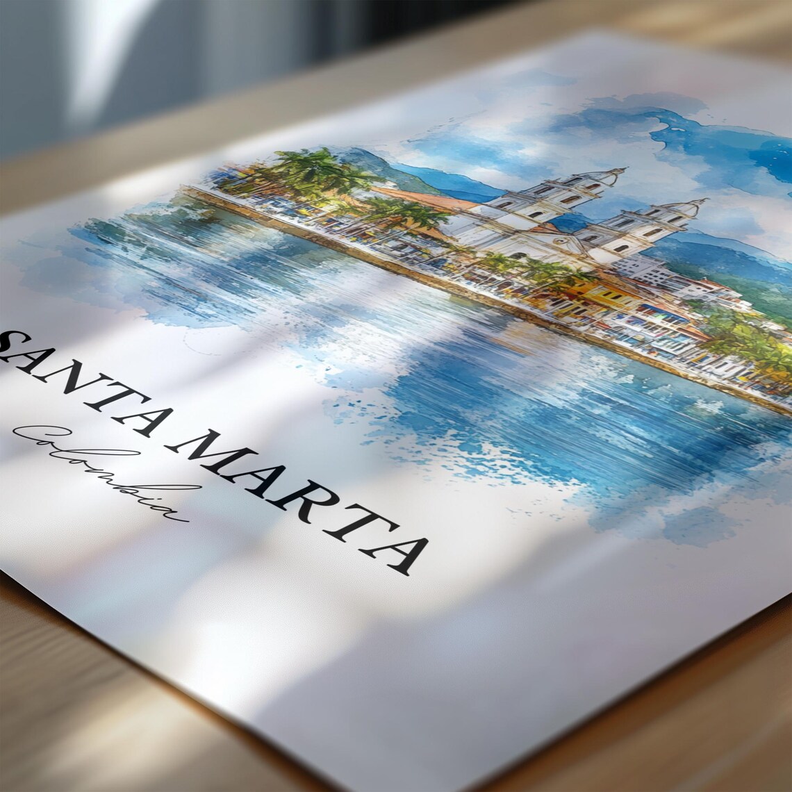 Santa Marta Colombia Waterfront Cathedral Twin Towers Travel Poster - Image 6