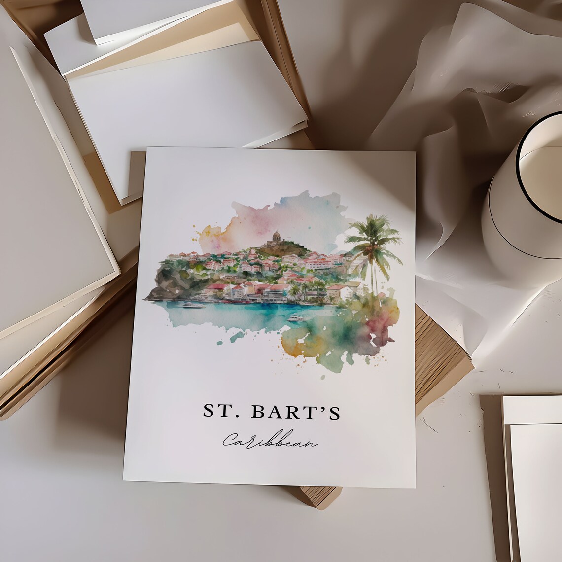 St Barts Caribbean Travel Poster, Custom Text - Image 5
