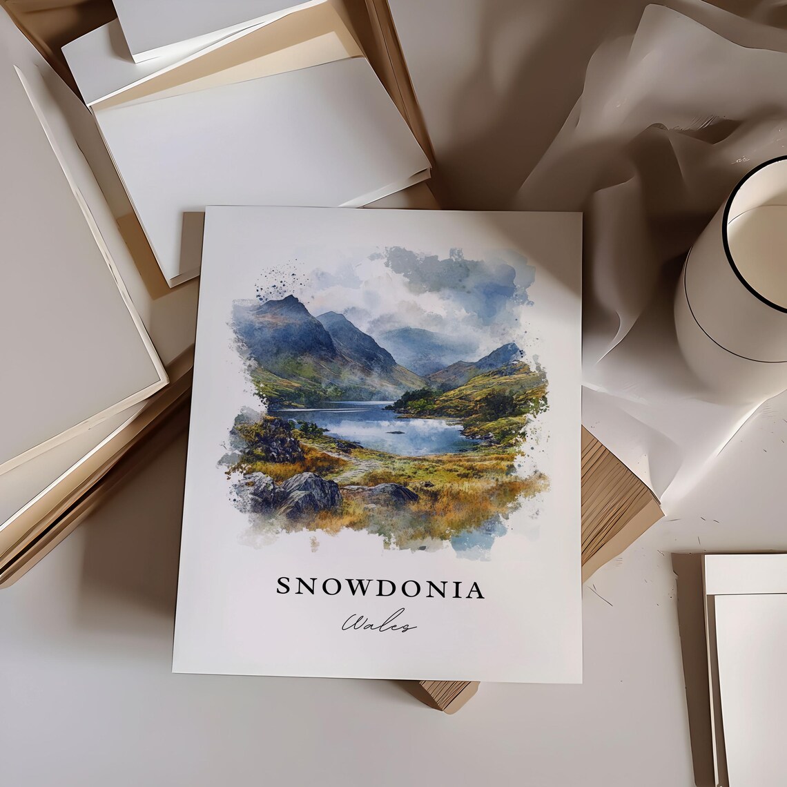 Snowdonia Wales Mountain Lake Watercolor National Park Poster - Image 6
