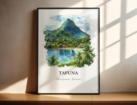 Tafuna Wall Art Samoa Print Watercolor Gift Travel Poster Housewarming