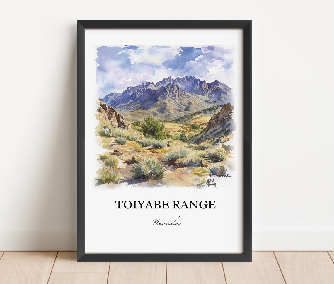 Toiyabe Range Nevada Mountain Watercolor Desert Landscape Poster - Image 5