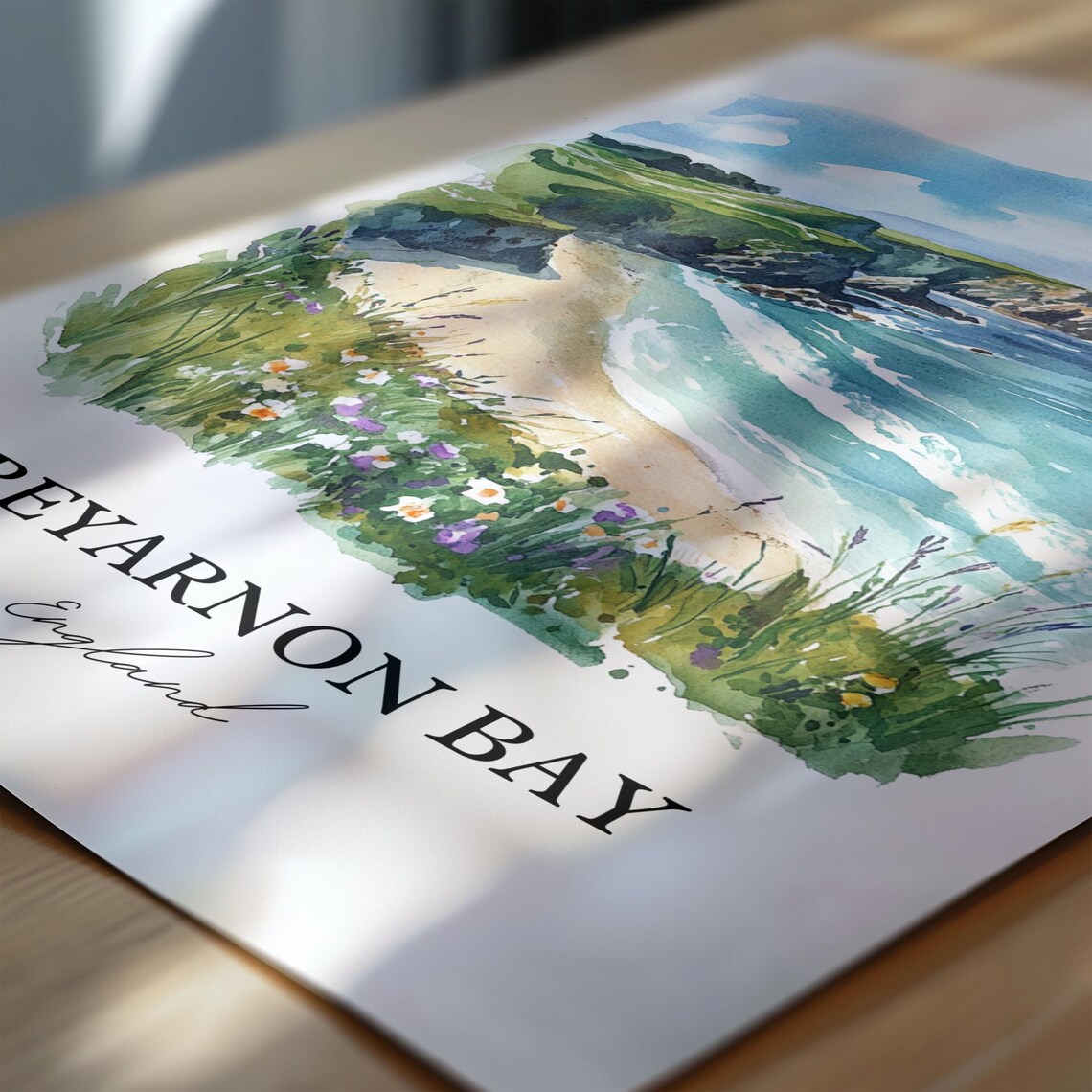 Treyarnon Bay England Watercolor Coastal Beach Travel Poster - Image 6
