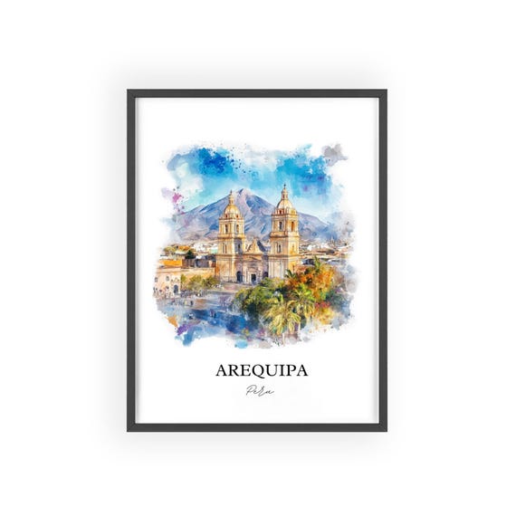 Arequipa Wall Art Print Peru Watercolor Gift Travel Poster Housewarming