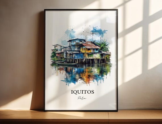 Iquitos Peru Wall Art Beln District Print Watercolor Gift Travel Poster Housewarming