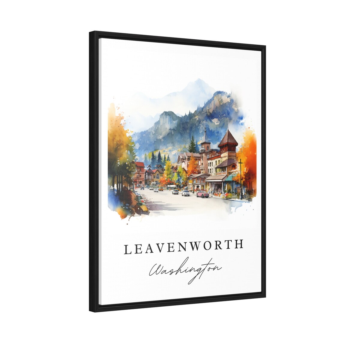 Leavenworth Washington Watercolor Bavarian Alpine Town Poster - Image 2
