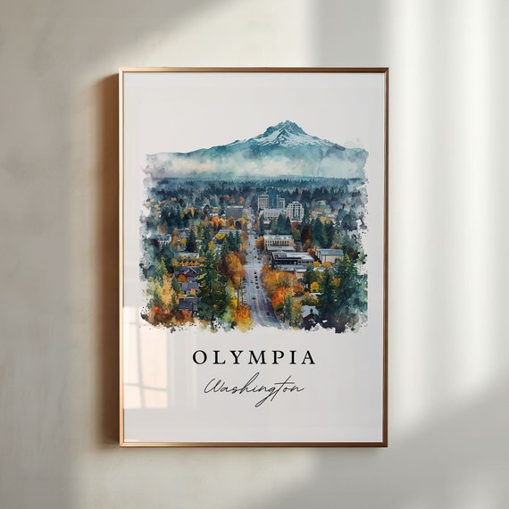 Olympia Wa Wall Art Washington Print Wedding Gift Birthday Present Custom Text Perfect
